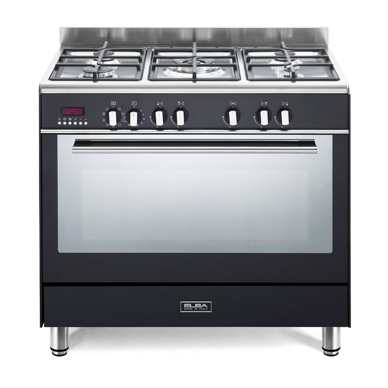 ELBA FUSION 90CM 5 BURNER GAS COOKER WITH ELECTRIC OVEN- BLACKCOOKTOP 5 ...